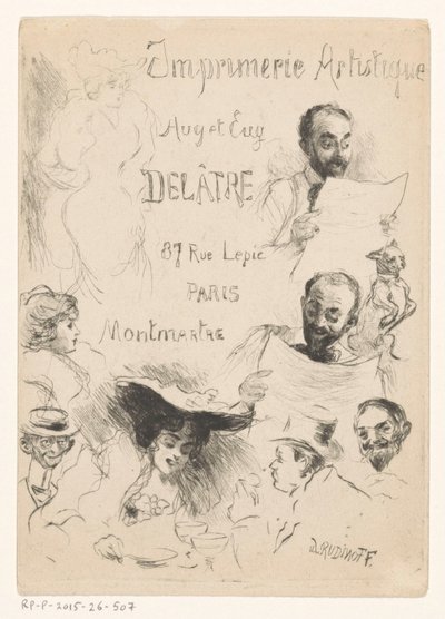 Business card of printer Eugène Delâtre in Paris by Willibald Wolf Rudinoff