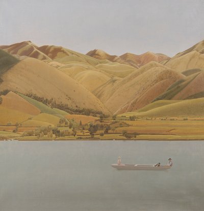 Edge of Abruzzi: Boat with Three People on a Lake by Winifred Knights