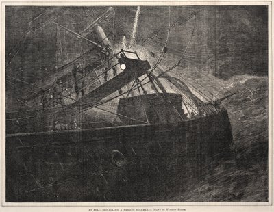 At Sea, Signalling a Passing Steamer by Winslow Homer