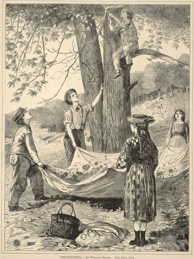 Chestnutting, from Every Saturday: An Illustrated Journal of Choice Reading, October 29, 1870 by Winslow Homer