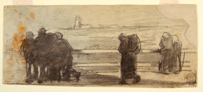 Figures Overlooking a Bay and a Small Boat, Cullercoats, England, 1881-82 by Winslow Homer