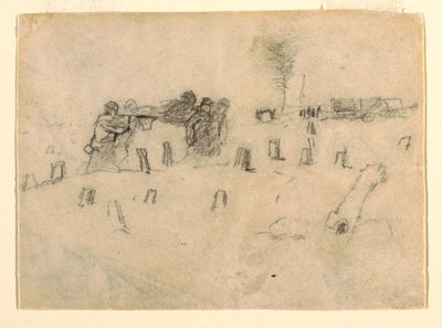 Stretcher Bearers Carrying a Soldier, probably 1862 by Winslow Homer