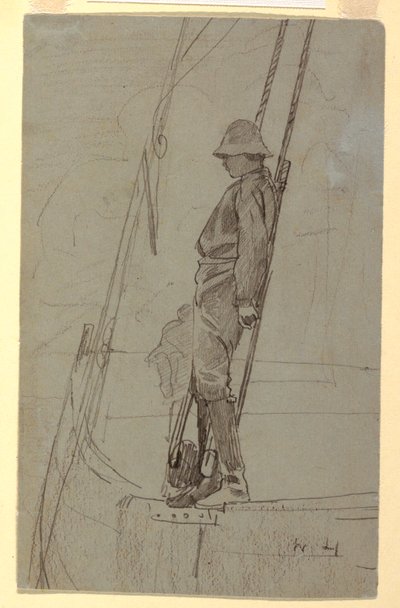 Young Man Leaning Against Sailboat Rigging, probably 1861–62 by Winslow Homer