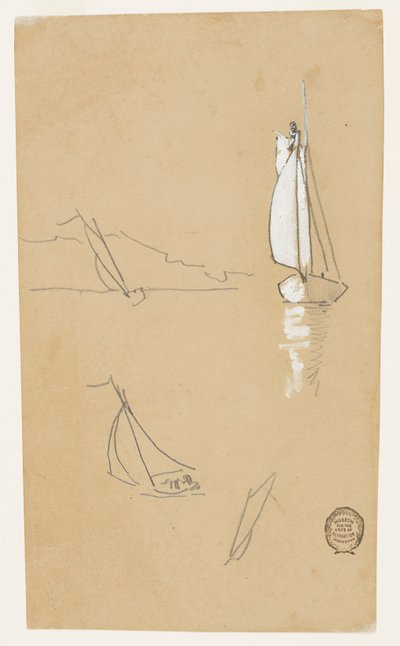 Four Sketches of Sloops by Winslow Homer