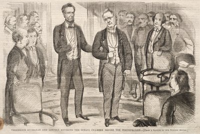 Presidents Buchanan and Lincoln Entering the Senate Chamber before the Inauguration by Winslow Homer