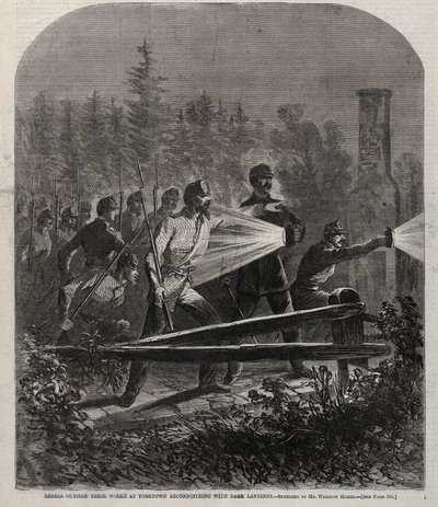 Rebels Outside Their Works at Yorktown Reconnoitering with Dark Lanterns, 1862 by Winslow Homer
