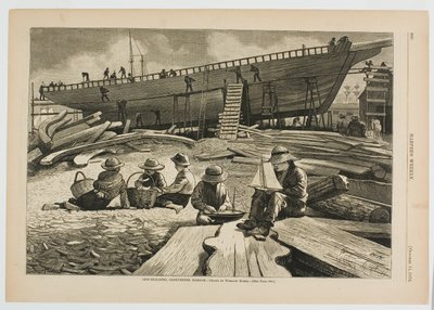Ship Building, Gloucester Harbor by Winslow Homer