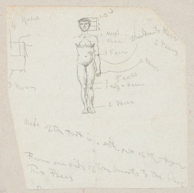 Sketch of a Male Nude with Notations by Winslow Homer