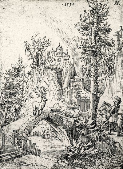 St. Hubertus in Front of the Stag Miracle by Wolf Huber