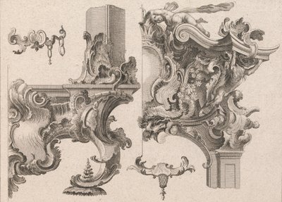 Suggestion for the Decoration of Lower Right and Top Right of an Altar Frame, Printed ca. 1750-56 by Wolffgang Christoph Mayr