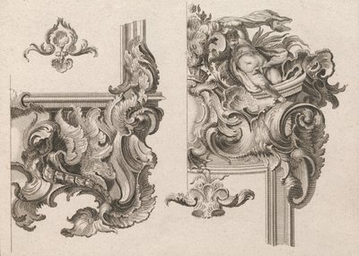 Suggestion for the Decoration of Lower Right and Top Right of an Altar Frame, Printed ca. 1750-56 by Wolffgang Christoph Mayr