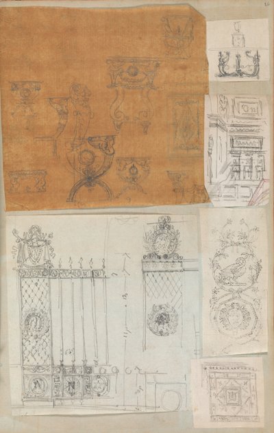 Page from a Scrapbook containing Drawings and Several Prints of Architecture by Workshop of Charles Percier, Workshop of Pierre