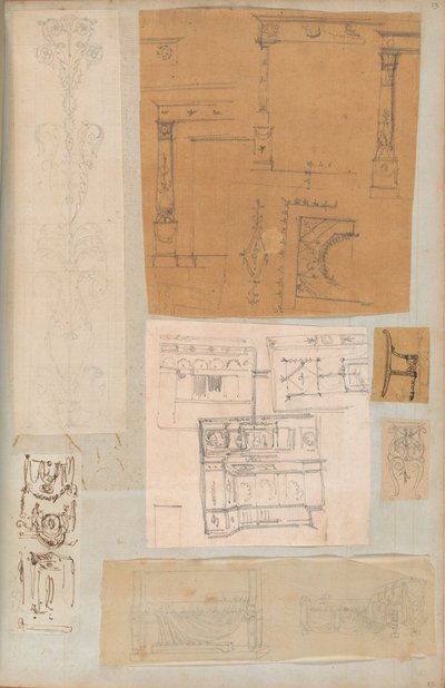 Page from a Scrapbook Containing Drawings and Several Prints of Architecture by Workshop of Charles Percier, Workshop of Pierre