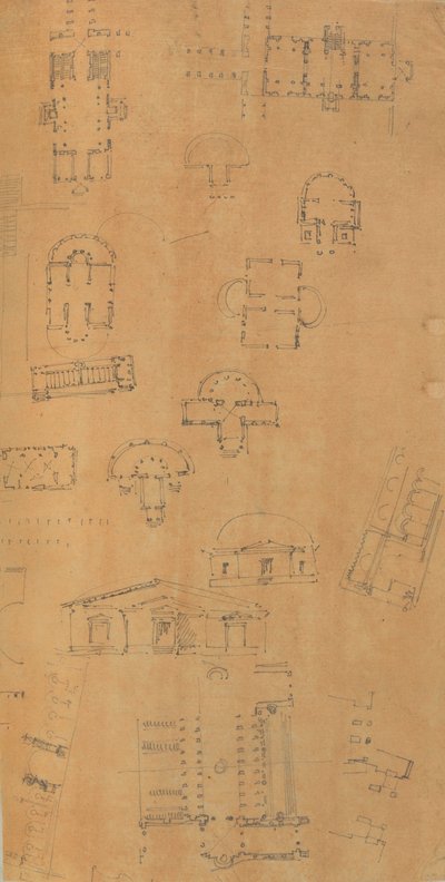 Page from a Scrapbook containing Drawings and Several Prints of Architecture, Int... by Workshop of Charles Percier, Workshop of Pierre