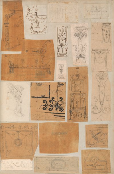 Page from a Scrapbook containing Drawings and Several Prints of Architecture by Workshop of Charles Percier, Workshop of Pierre