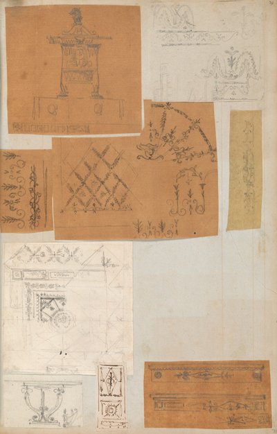 Page from a Scrapbook containing Drawings and Several Prints of Architecture, Int... by Workshop of Charles Percier, Workshop of Pierre