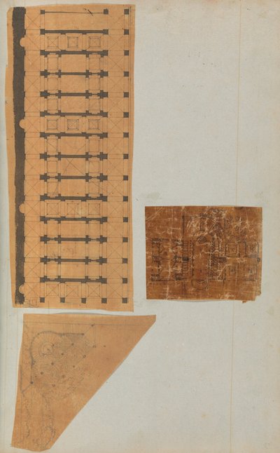 Page from a Scrapbook Containing Drawings and Several Prints of Architecture, ca. 1800-1850 by Workshop of Charles Percier, Workshop of Pierre
