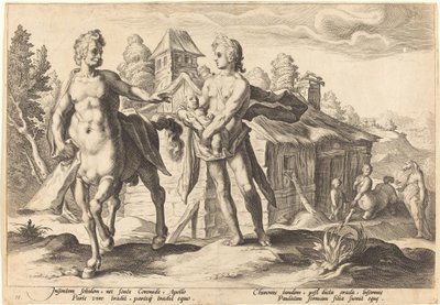 Apollo Entrusting Chiron with the Education of Asclepius by Workshop of Hendrick Goltzius, after Hendrick Goltzius