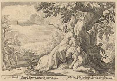 Clymene Urging Phaeton to Find Helios by Workshop of Hendrick Goltzius, after Hendrick Goltzius