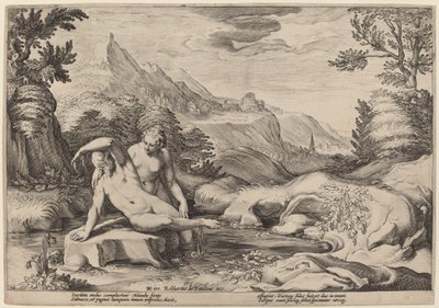 Salmacis and Hermaphroditus by Workshop of Hendrick Goltzius, after Hendrick Goltzius