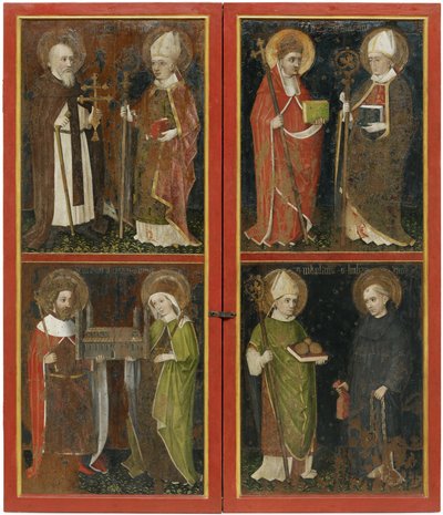 Anthony the Abbot and Erhard of Regensburg, Sixtus II and Servatius, Henry II and Cunigunde, Saint Nicholas and Leonard (c. 1448) by Workshop of the Wolfgang Retable