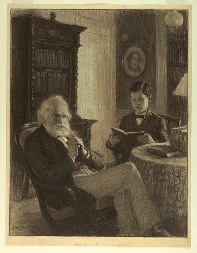 Longfellow in His Study by Worth Brehm