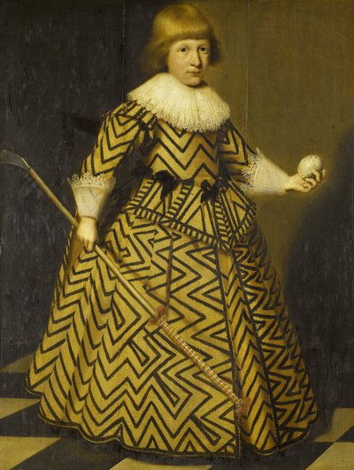 Portrait of a Boy with a Kolf Club by Wybrand Simonsz. de Geest