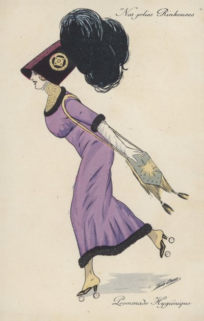 Pretty, Extravagantly Dressed Girl, Roller Skating by Xavier Sager