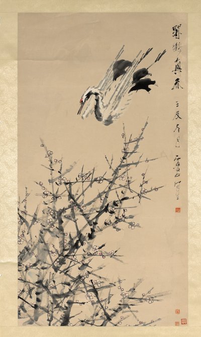 Plum Blossoms, Crane, and Spring by Xugu