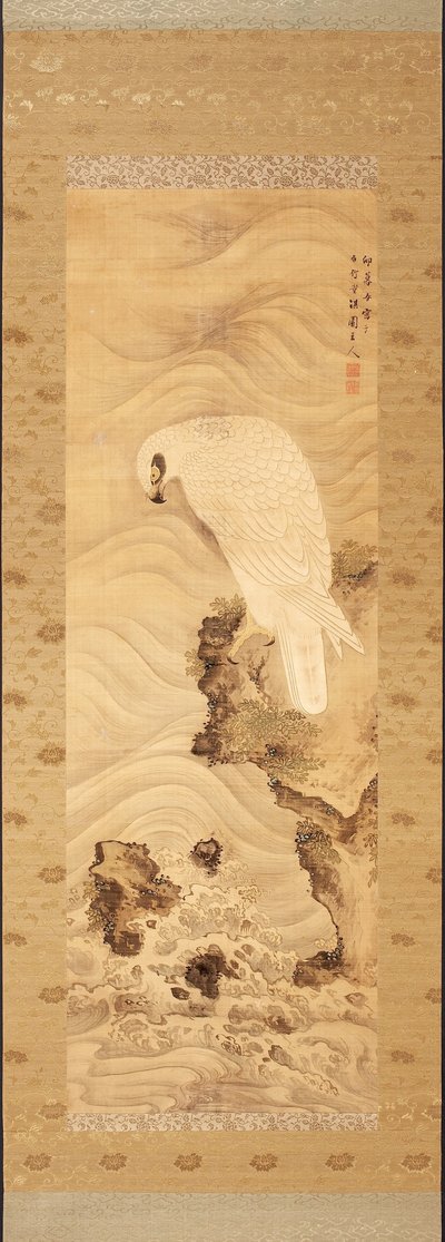 Sea Eagle on a Rock with Waves by Yanagisawa Kien