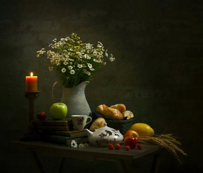Rustic Candlelight Still Life by Yinan F.