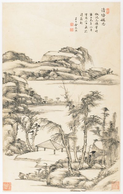 Autumnal Contemplation in Clean Pond, from an album of 12 leaves by Yongxi Jin