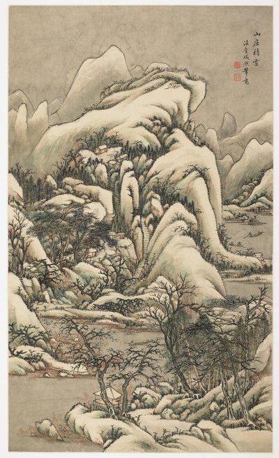 Snow in Mountain Villa, from an album of 12 leaves by Yongxi Jin