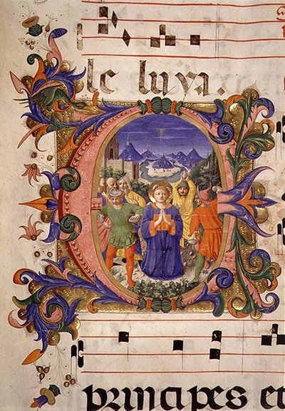 The Martyrdom of St. Stephen depicted in an historiated initial by Zanobi di Benedetto Strozzi