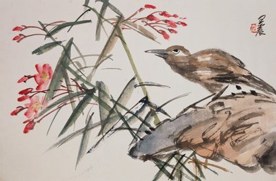 Leaf from an album of flower & bird paintings by Zhen Wang