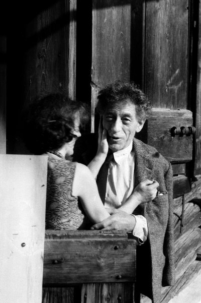 Alberto Giacometti in His Home-Workshop, with His Wife Annette Arm (b/w Photo) by John Pardon