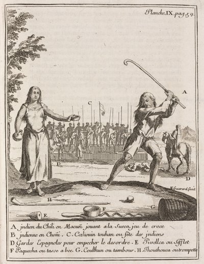 Chilean Indian Playing a Type of Hockey by Frederick (attr. to) Barnard