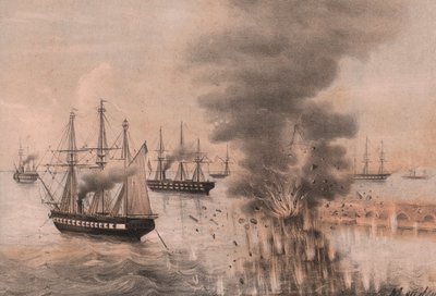 Explosion of lantern of Ancona at side of sea, siege of Ancona by William Walcutt