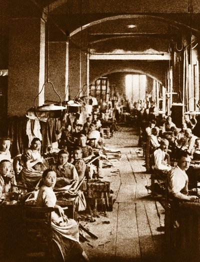 Men working in rope factory in Turin by Georg Carl Heinrich Dollmann