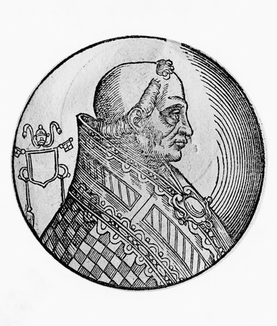 Portrait of Boniface II (died 532), 55th Pope of Catholic Church from 530, engraving by William Walcutt