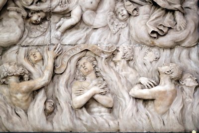 Santa Maria delle Vigne basilica. The Last Judgment, the hell. Sculpture. Genoa. Italy. by . .