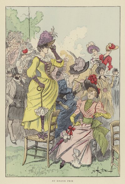 At the Grand Prix by after Albert Robida