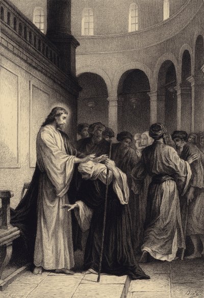 Christ Heals the Infirm Woman by after Albert Robida
