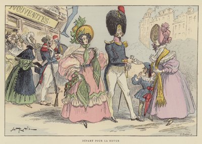 Departure for the Review by after Albert Robida