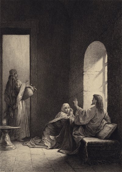 Jesus at the House of Martha and Mary by after Albert Robida