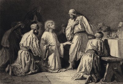 Jesus Praying in the Midst of His Disciples by after Albert Robida