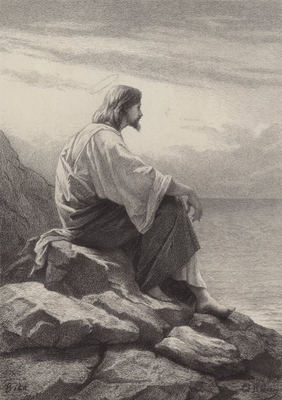 Jesus Seated by the Sea Side by after Albert Robida