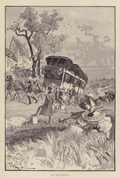The Stagecoach by after Albert Robida