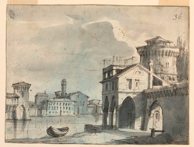 Stage Design, Buildings on Riverside by after Alessandro Sanquirico