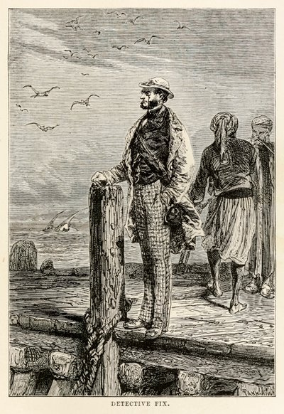 Detective Fix, from Around the World in Eighty Days by Jules Verne by after Alphonse Marie de Neuville